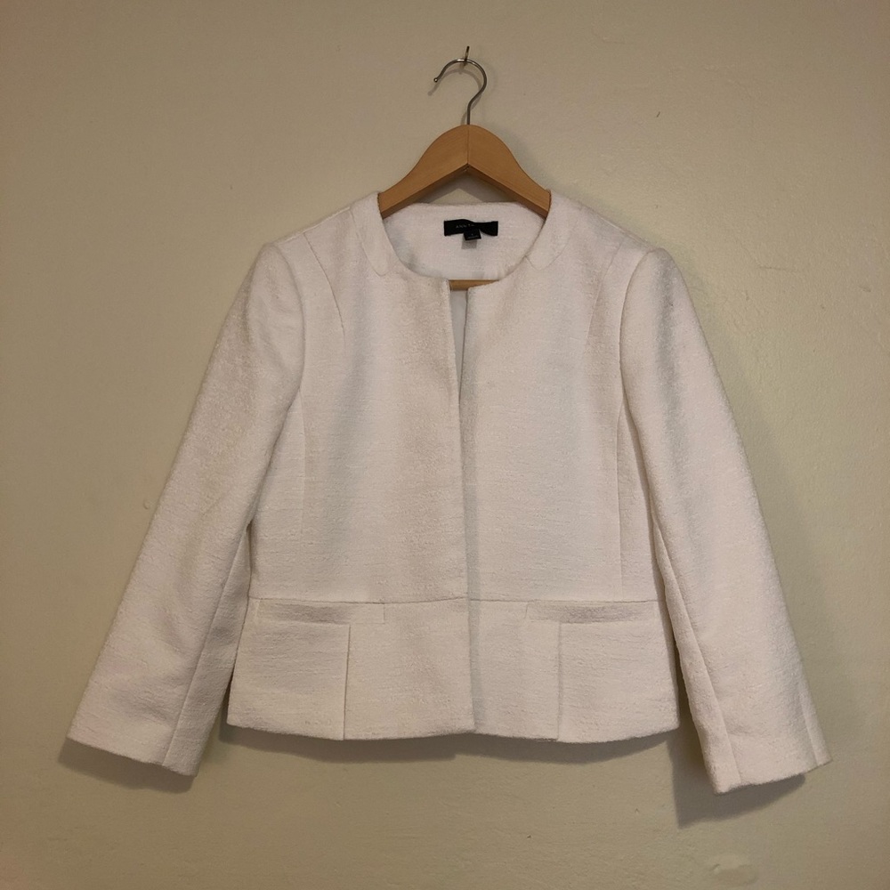 Textured Bright White Ann Taylor Blazer